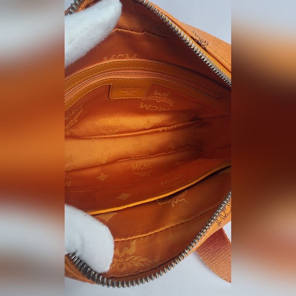 Authentic Mcm Aren Orange Monogram Crossbody Bag … - image 3